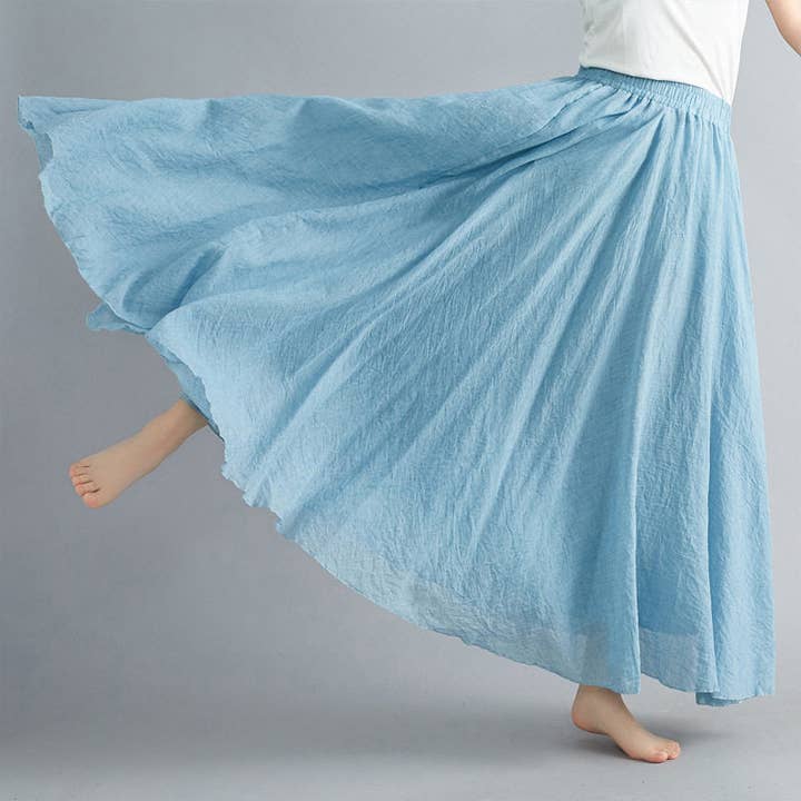 Large Size Linen A-Line Midi Skirt With Elastic Waist for wholesale by OceanusSwim