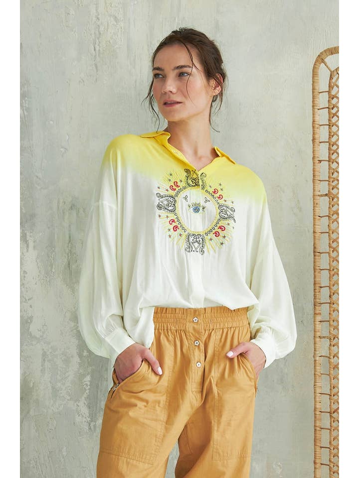 yellow tie dye IPANEMA SHIRT for wholesale on Faire