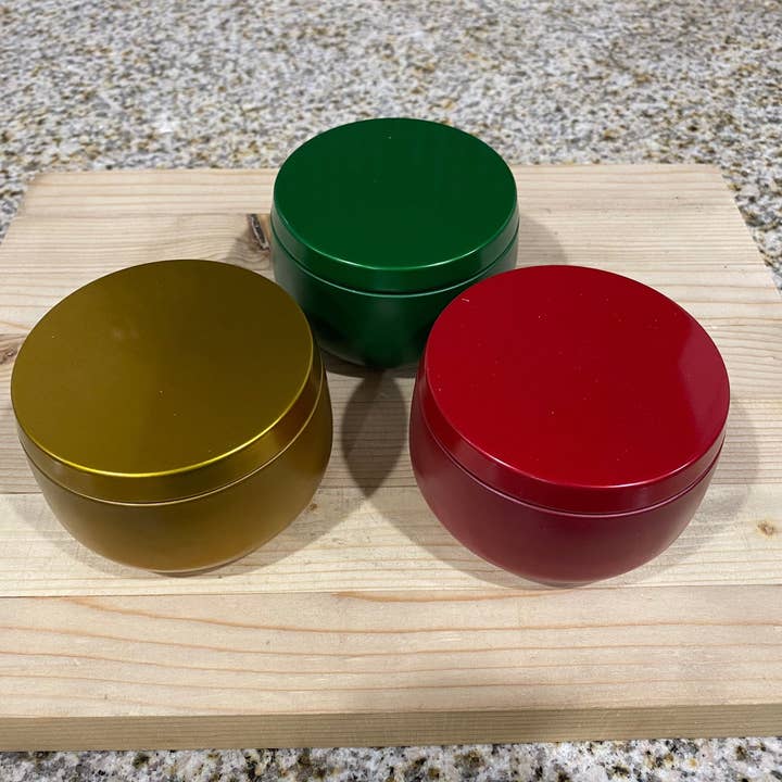 3 pc Christmas Candle Tins for wholesale by Me Soy Happy Candle Co & More
