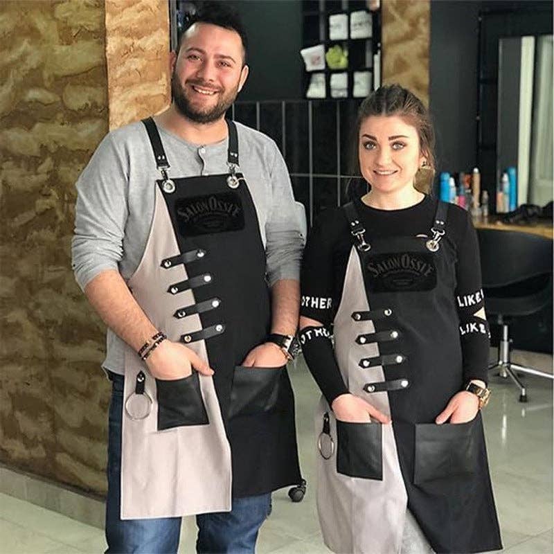 RockCow Leather Studio – wholesale Förkläde – Canvasförkläde med läderremmar i kors på ryggen, Personligt vattentätt canvasförkläde, Present till kock, BBQ, Verkstad, Konst3