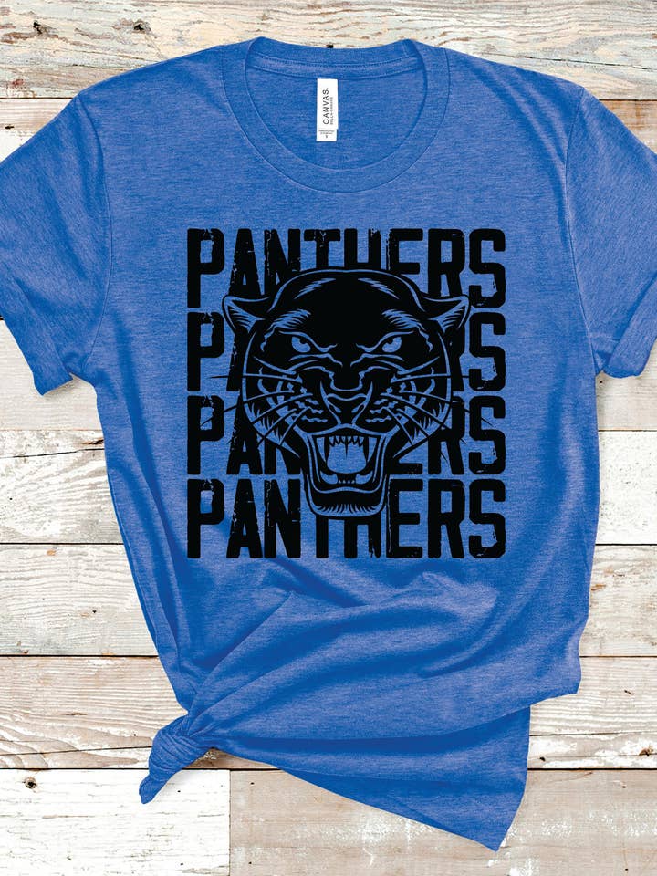 Custom Panthers Stacked Mascot Tee for wholesale by American Threadz Apparel