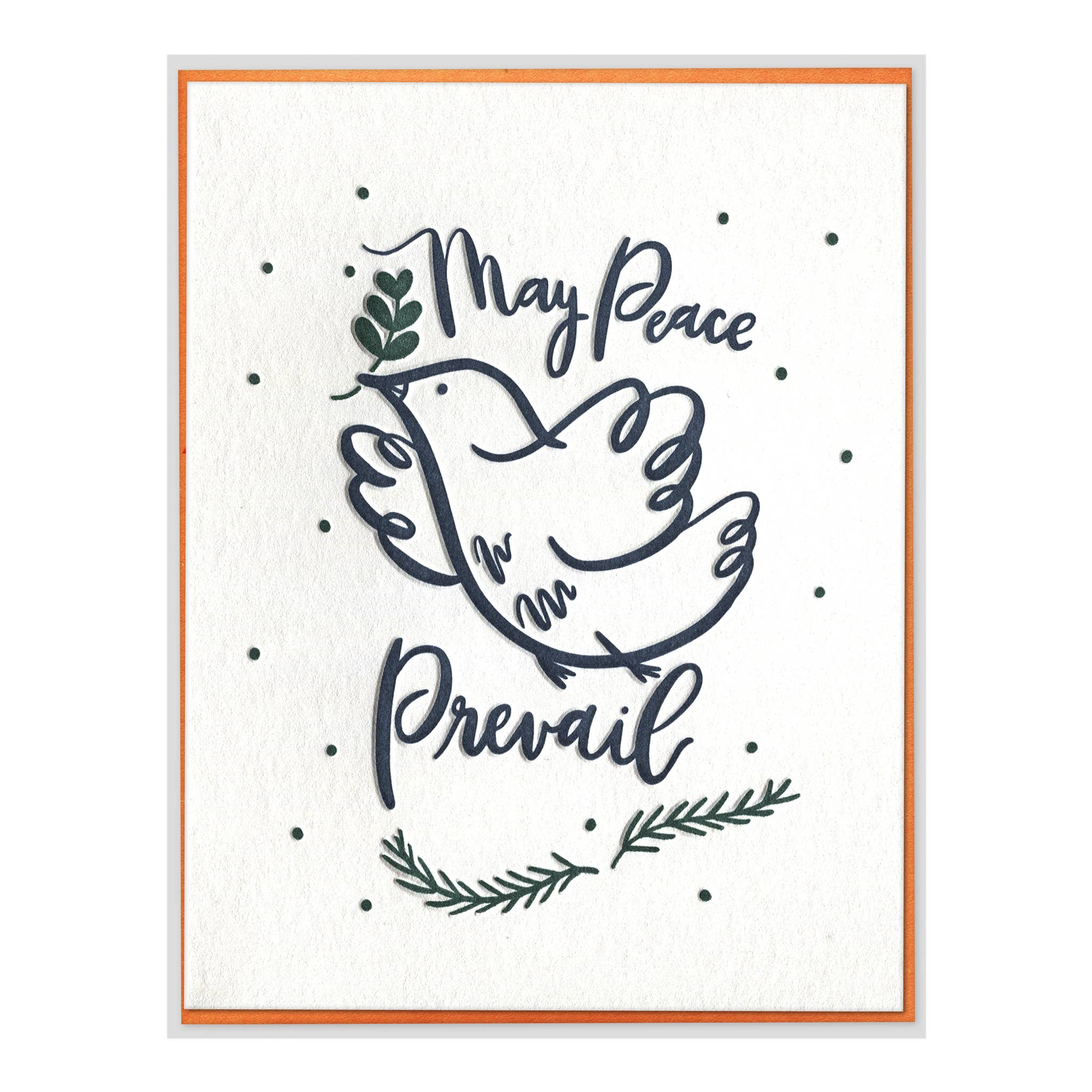 INK MEETS PAPER - Wholesale Season's Greetings Card - May Peace Prevail Dove Letterpress Christmas Card1
