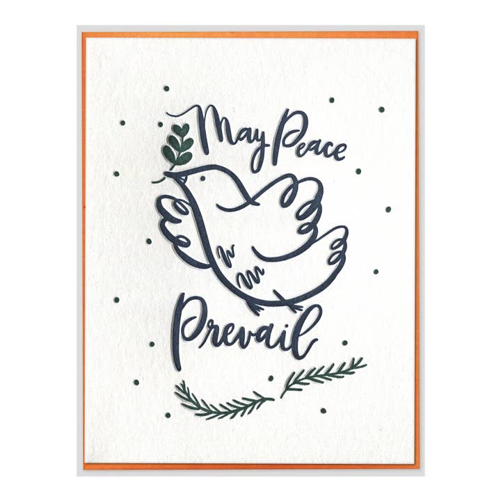 INK MEETS PAPER - Wholesale Season's Greetings Card - May Peace Prevail Dove Letterpress Christmas Card1