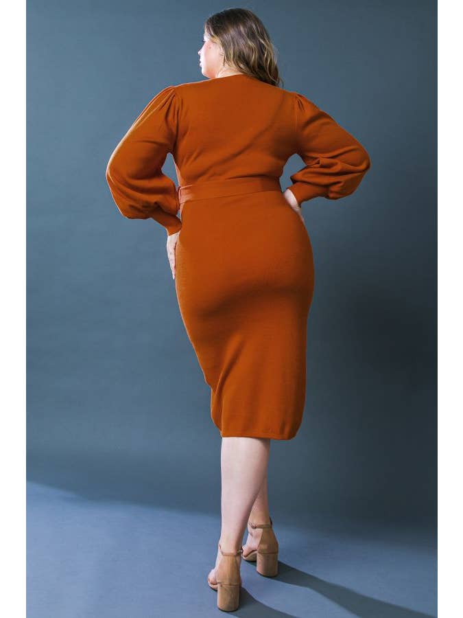 RUST A sweater knit midi dress - ISWP5183 for wholesale on Faire3