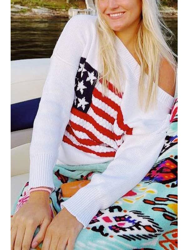 Queen Fashion - Wholesale Knit Sweater - Women's - us flag knitted sweater9