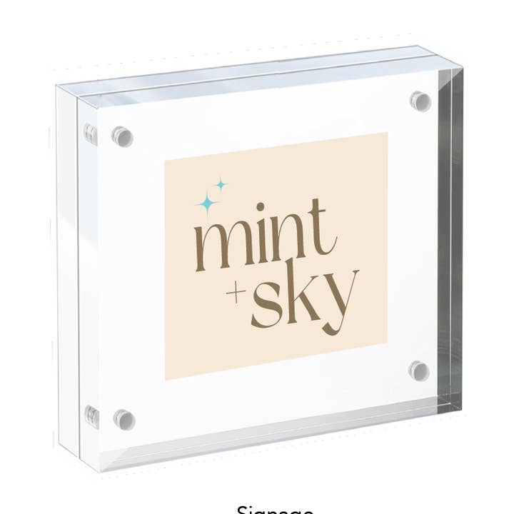 Branded Signage 3" x 3" for wholesale by Mint + Sky