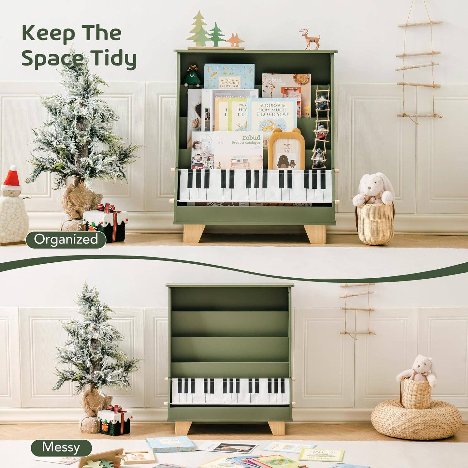 Robud & Mewoofun Official Store - Wholesale Bookcase - ROBOTIME 4-Tier Kid Toddler Bookshelf Front and Back Storage12