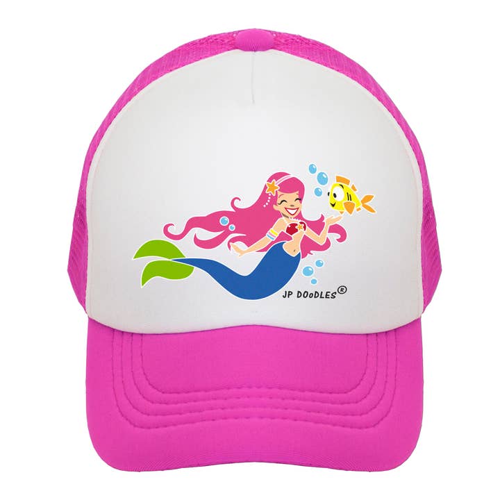 Mermaid Kids Trucker Hat -Customizable- Name Drop for wholesale by JP Doodles