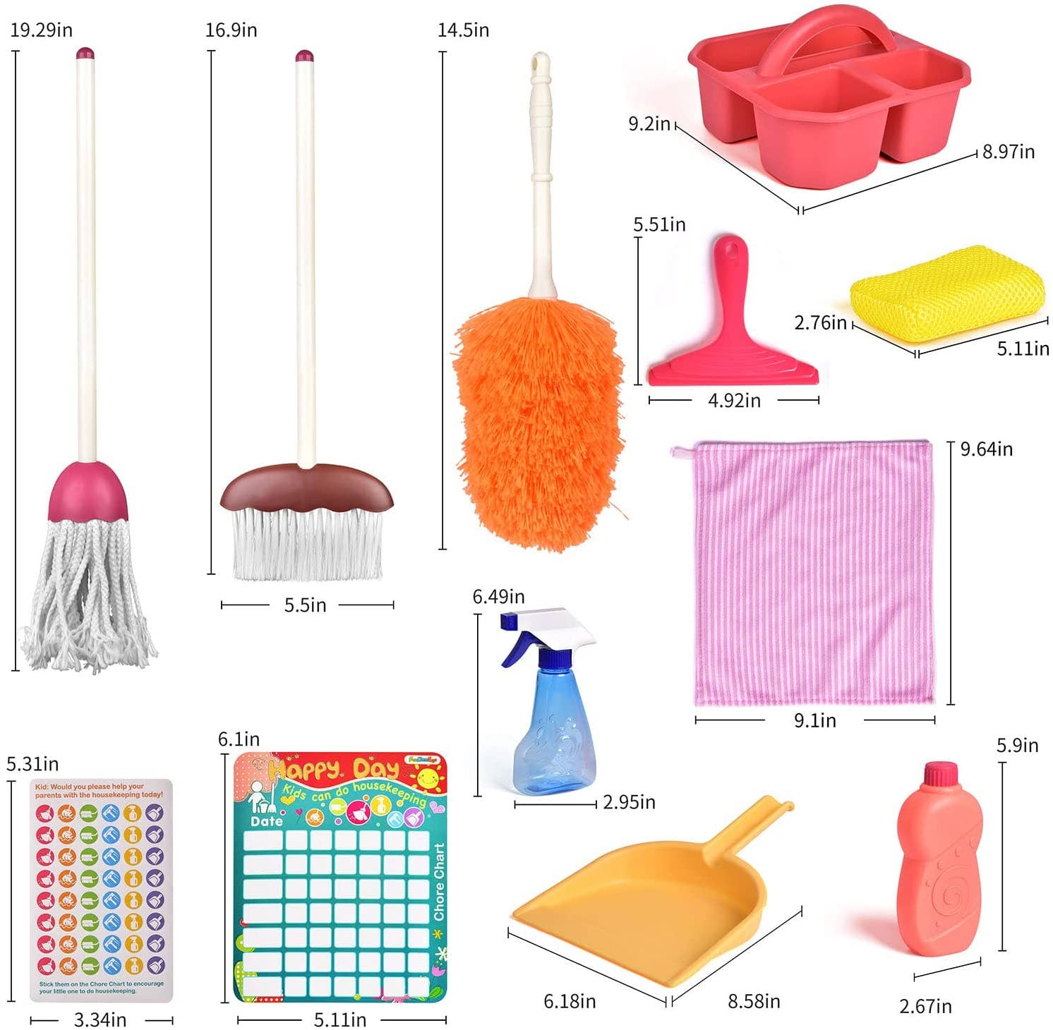Ensemble de nettoyage pour enfants 15 pièces comprenant un balai, une  vadrouille et une brosse en vente B2B pour votre magasin – Faire France