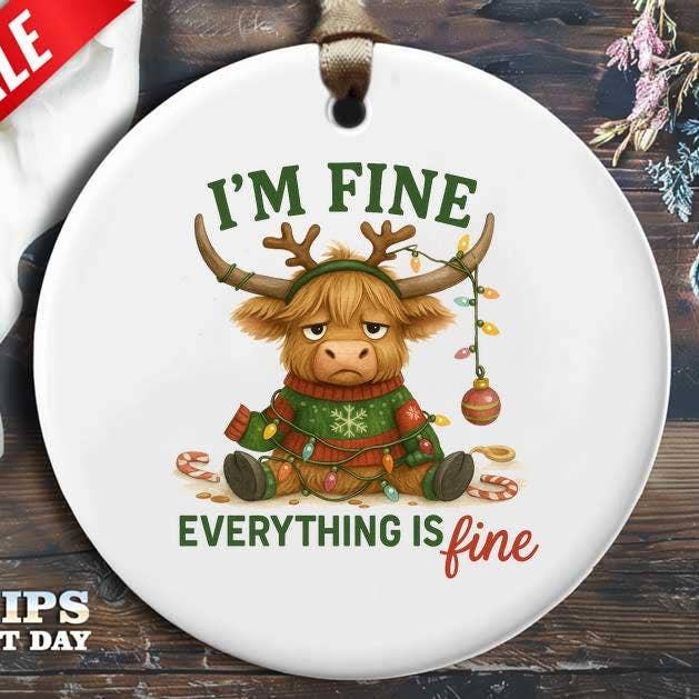 I'm Fine Everything Is Fine Funny Christmas Ornament, Cute for wholesale by VenusArtsShop