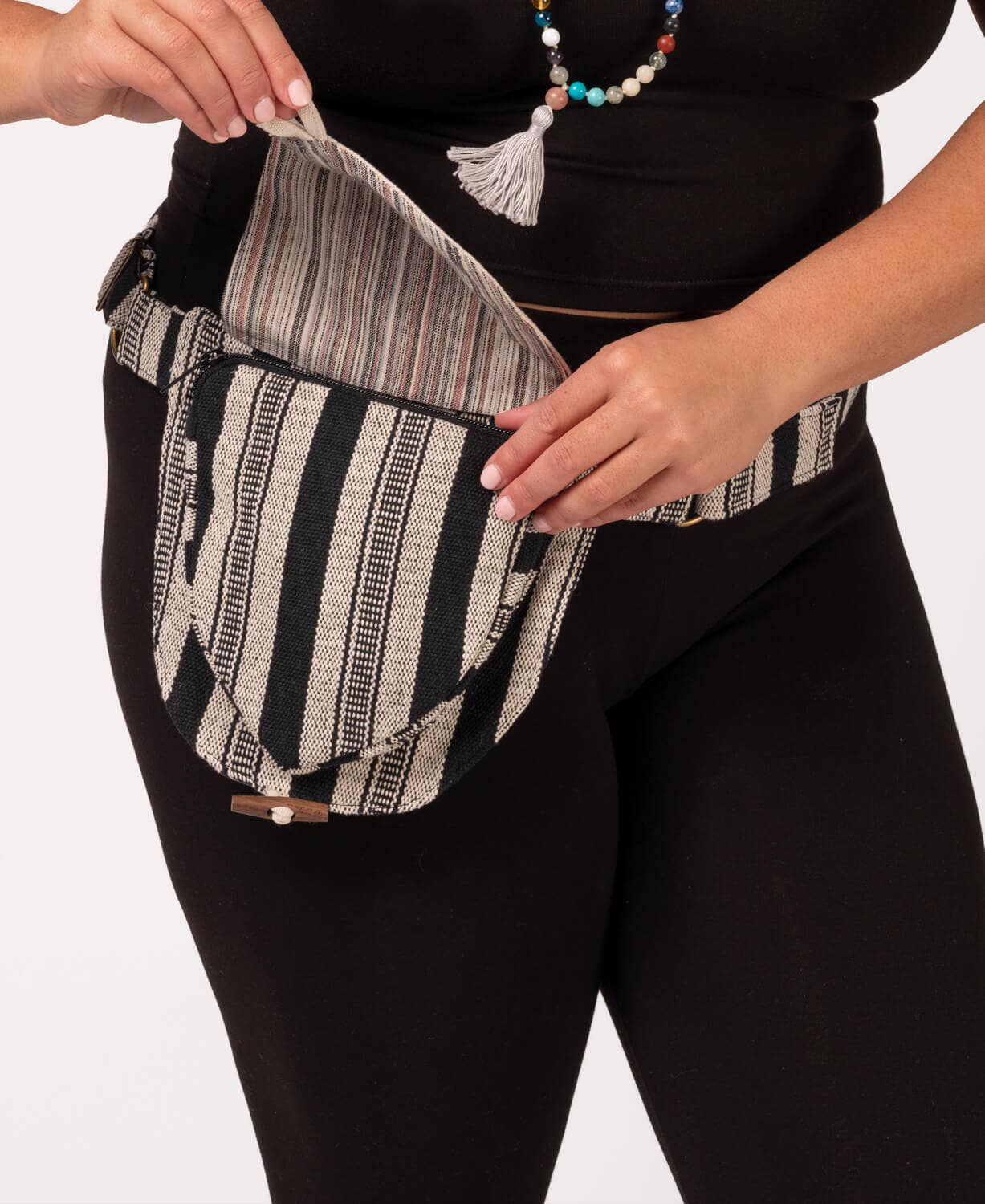 Soul Flower - Wholesale Belt Bag - Women's - Retro Mushrooms Canvas Hip Bag - Natural3