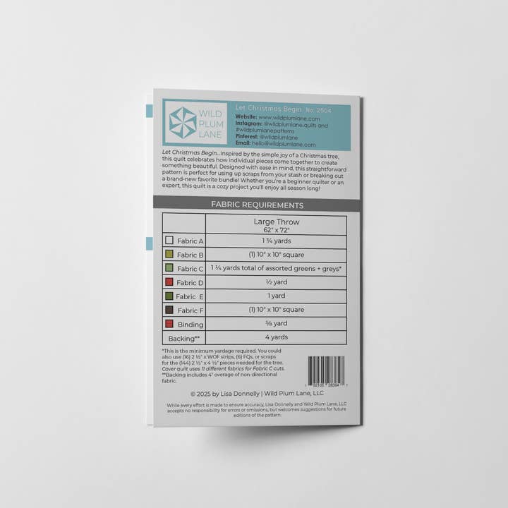 Wild Plum Lane - Wholesale Craft Sewing Kit - Let Christmas Begin Quilt Pattern - Printed3