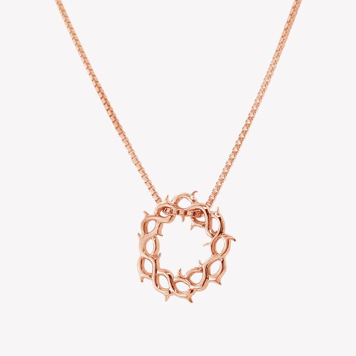 Halskette mit Dornenkrone - Roségold für den Großhandel von Rizen Jewelry