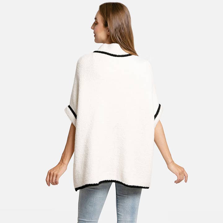 Fashion City - Wholesale Outerwear Poncho - Women's - Solid Zipper Jacket with Outlined Edges16