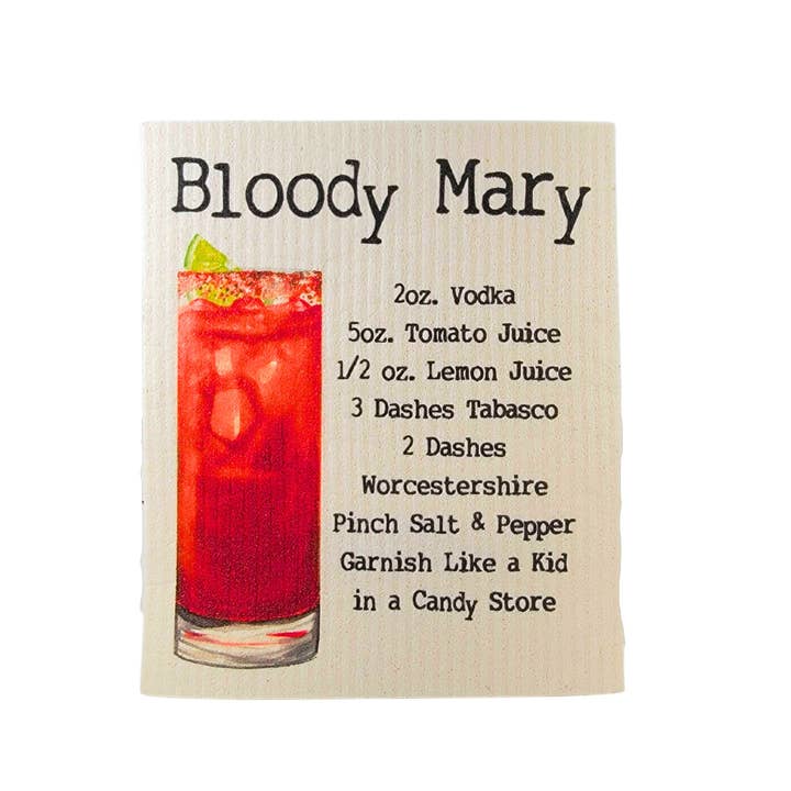 Bloody Mary Bar Towel - Swedish Dishcloth Summer Dish Cloth for wholesale by Driftless Studios