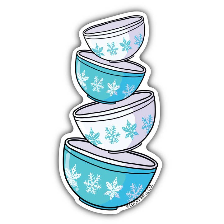 Christmas Winter Snowflake Pyrex Bowls Sticker for wholesale by Lucky Mfg. Co.