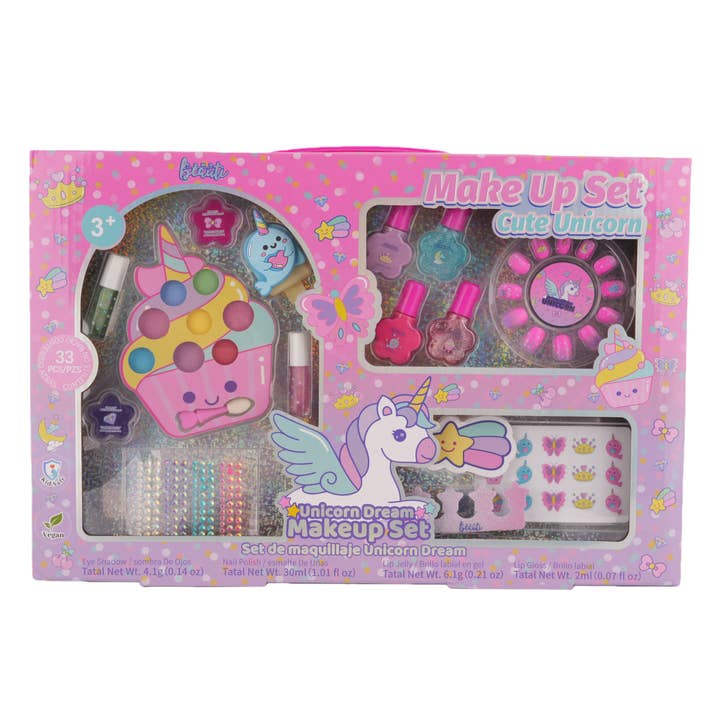 Unicorn Dream Kids Makeup Set 33 PCS Cute Unicorn Beauty Kit for wholesale by fondbeauti