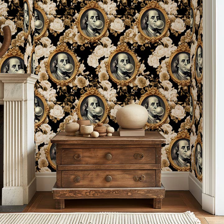 Papel de Parede Benjamin Franklin com Flores Castanhas por atacado de Wallpapers4Beginners