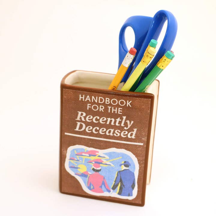 Lenny Mud - Wholesale Pen & Pencil Holder - Handbook for the Recently Deceased Beetlejuice Pencil Holder, decoupaged, vase