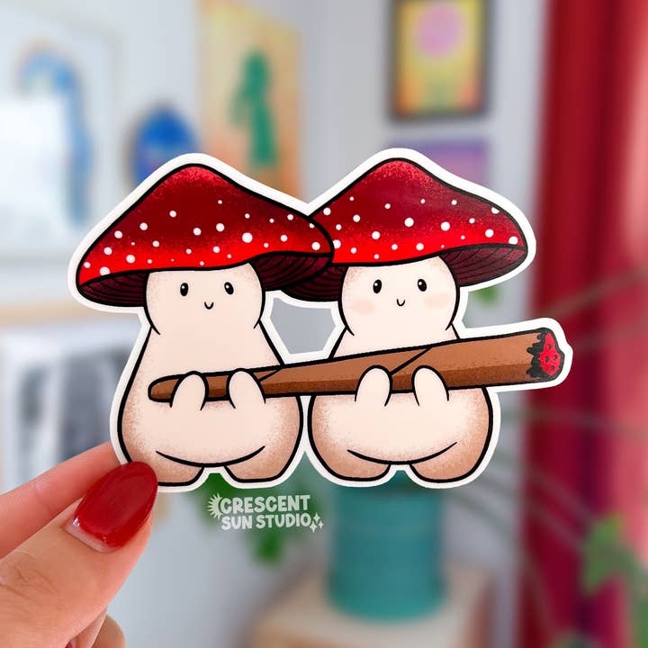 Adesivo Fungo Stoner, Adesivo Fumatore di Erba, Adesivo Dispensario per la vendita all'ingrosso da parte di Crescent Sun Studio