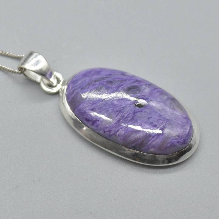 Charoite Pendant in 925 Silver, 3-4.5cm, No Chain for wholesale by Oriental Direct Craft Supplies