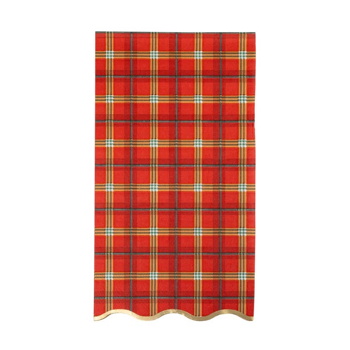 My Mind’s Eye - Wholesale Wegwerpservet - TIS1239 - Rode Geruite Goudfolie Geschulpte Diner Servet0