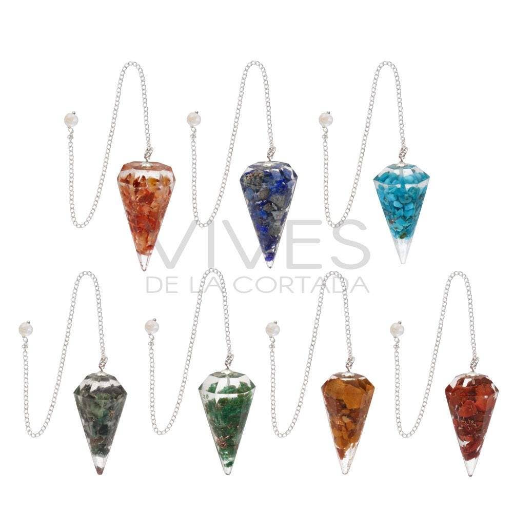 Vives de la Cortada S.L - Wholesale Pendulum Board - Pack of 7 Resin Chakra Pendulums Orgonite Style (FAC56)0