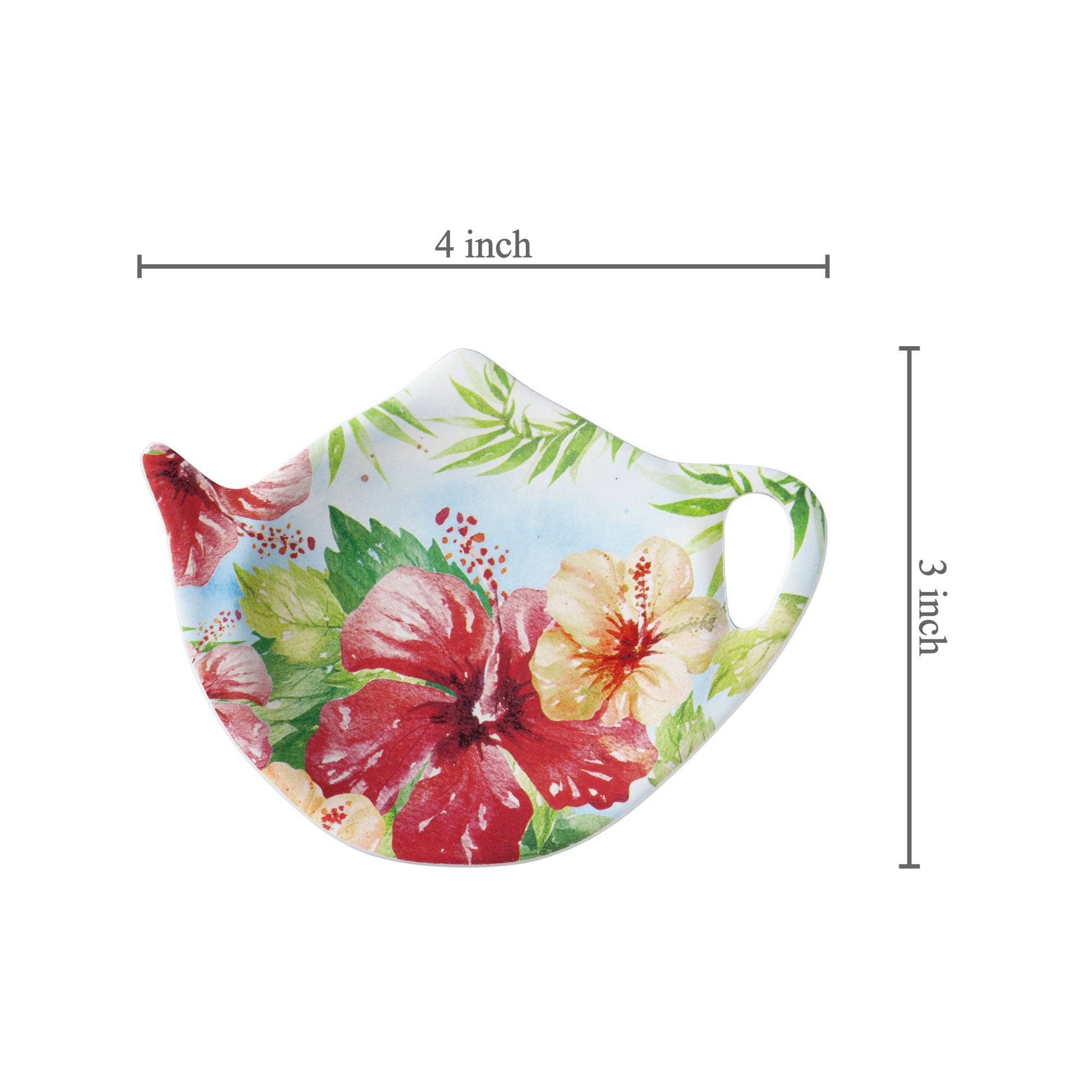 Supreme Housewares - Wholesale Kitchen Tool/Gadget - 4-Piece Hibiscus Melamine Tea Bag Holders3