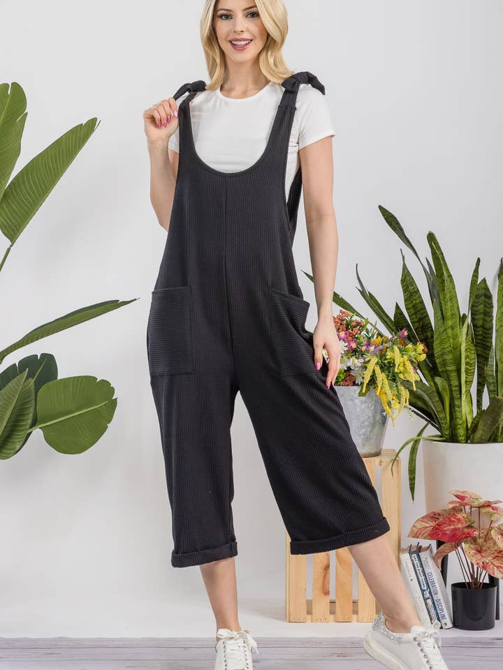 Celeste Clothing – Engroshandel Jumpsuit - Dame – CASUAL RIB CAPRI JUMPSUIT MED LOMMER -CP3387327
