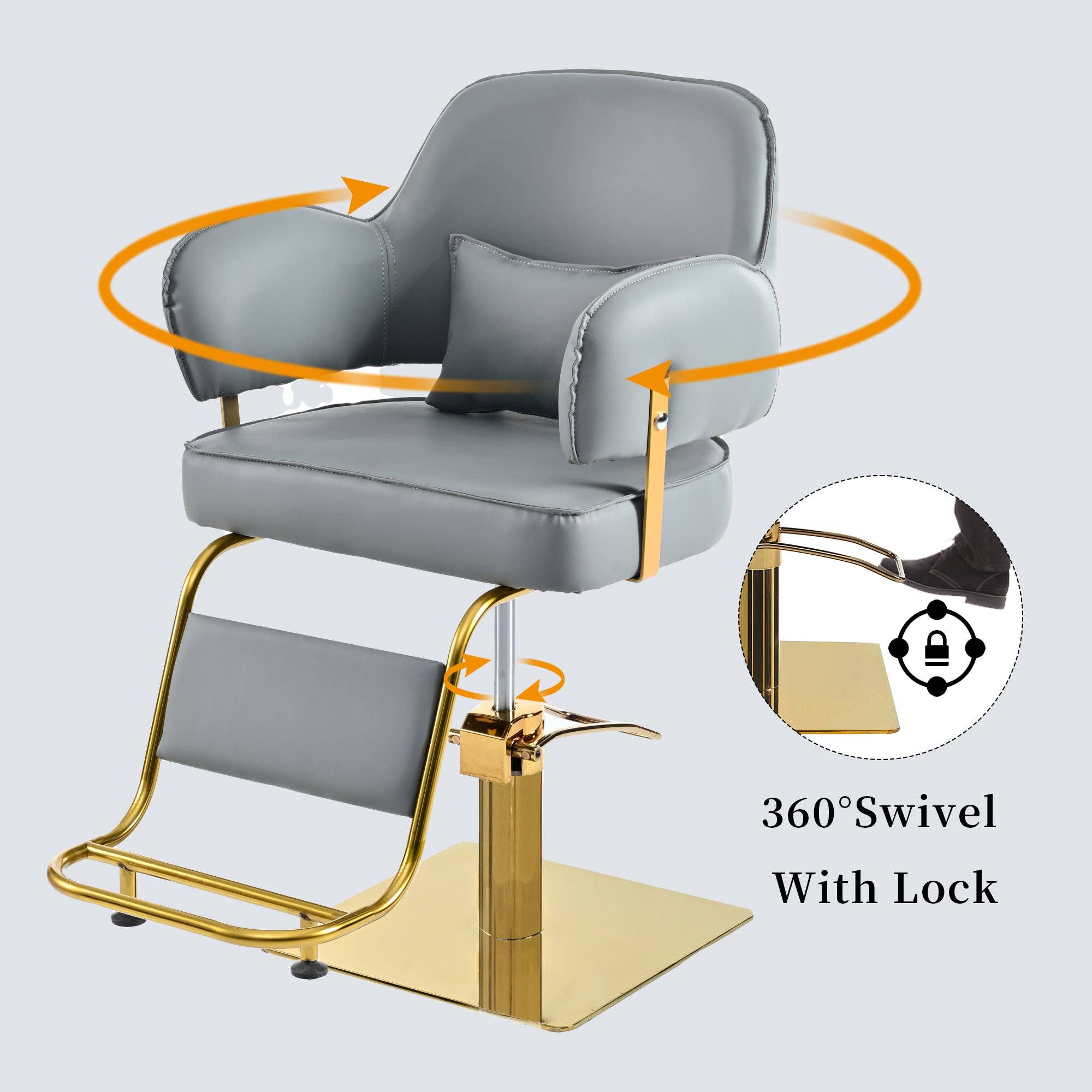 39F Inc. - Wholesale Chair - Adjustable Gray Salon Chair with Hydraulic Pump, 330 lbs4