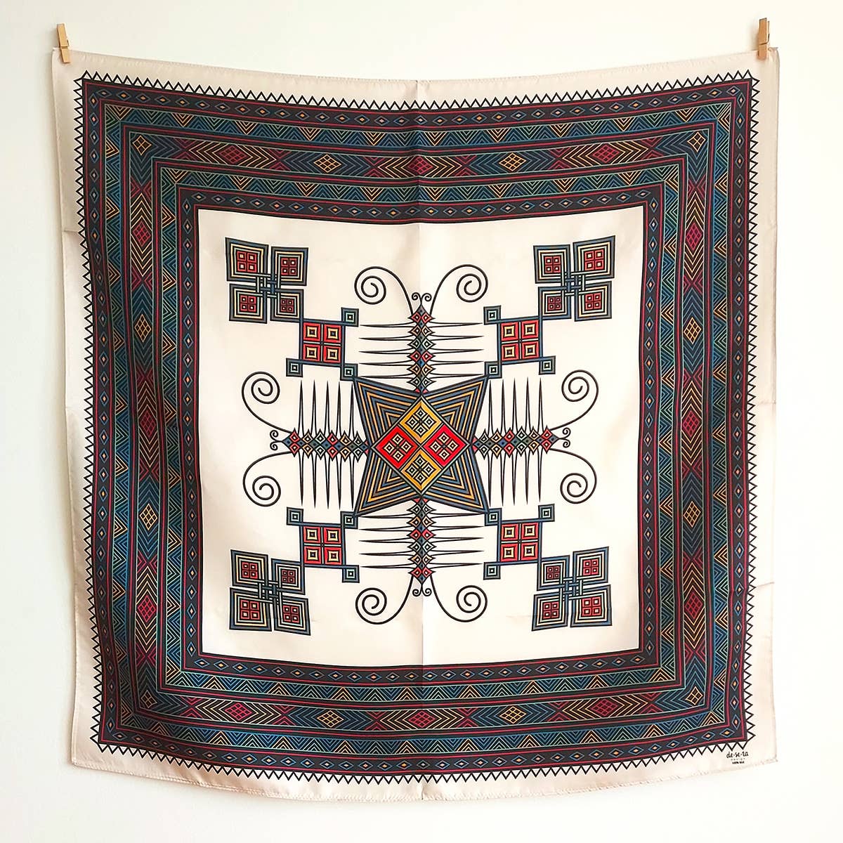 Deseta Design - Wholesale Scarf - Unisex - Ethiopian Style Embroidered Motif (Tilf) Printed Silk Scarf1