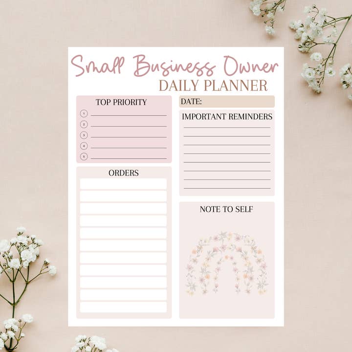 Bloc de notas con agenda diaria para propietarios de pequeñas empresas para venta al por mayor de Daisy Grove Studio