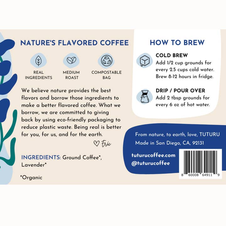 Tuturu Botanical Coffee - Wholesale Coffee Beans - French Lavender Coffee | Made with Real Lavender