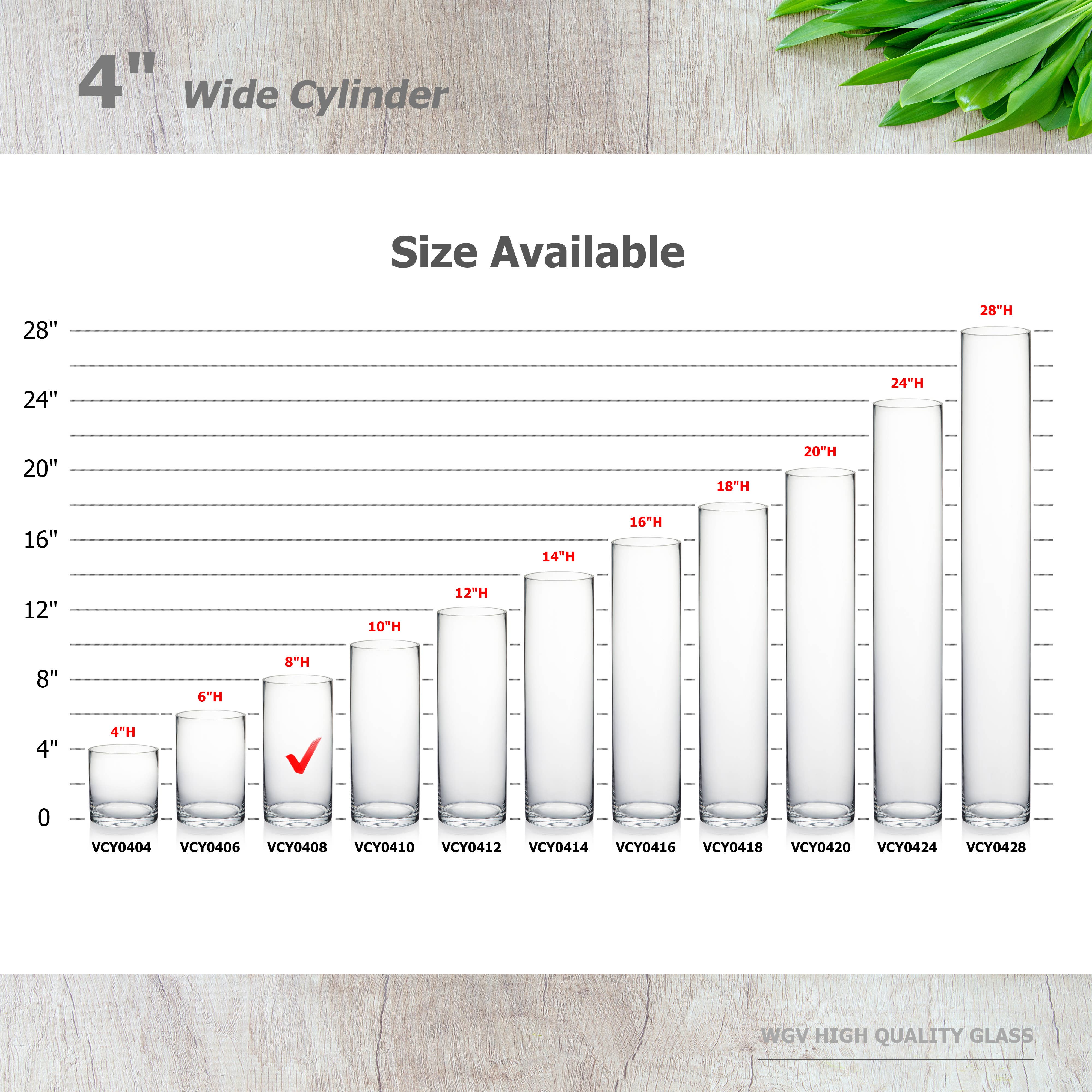 WGV International - Wholesale Vase - WGV Clear Cylinder Glass Vase - 4" x 8"H2