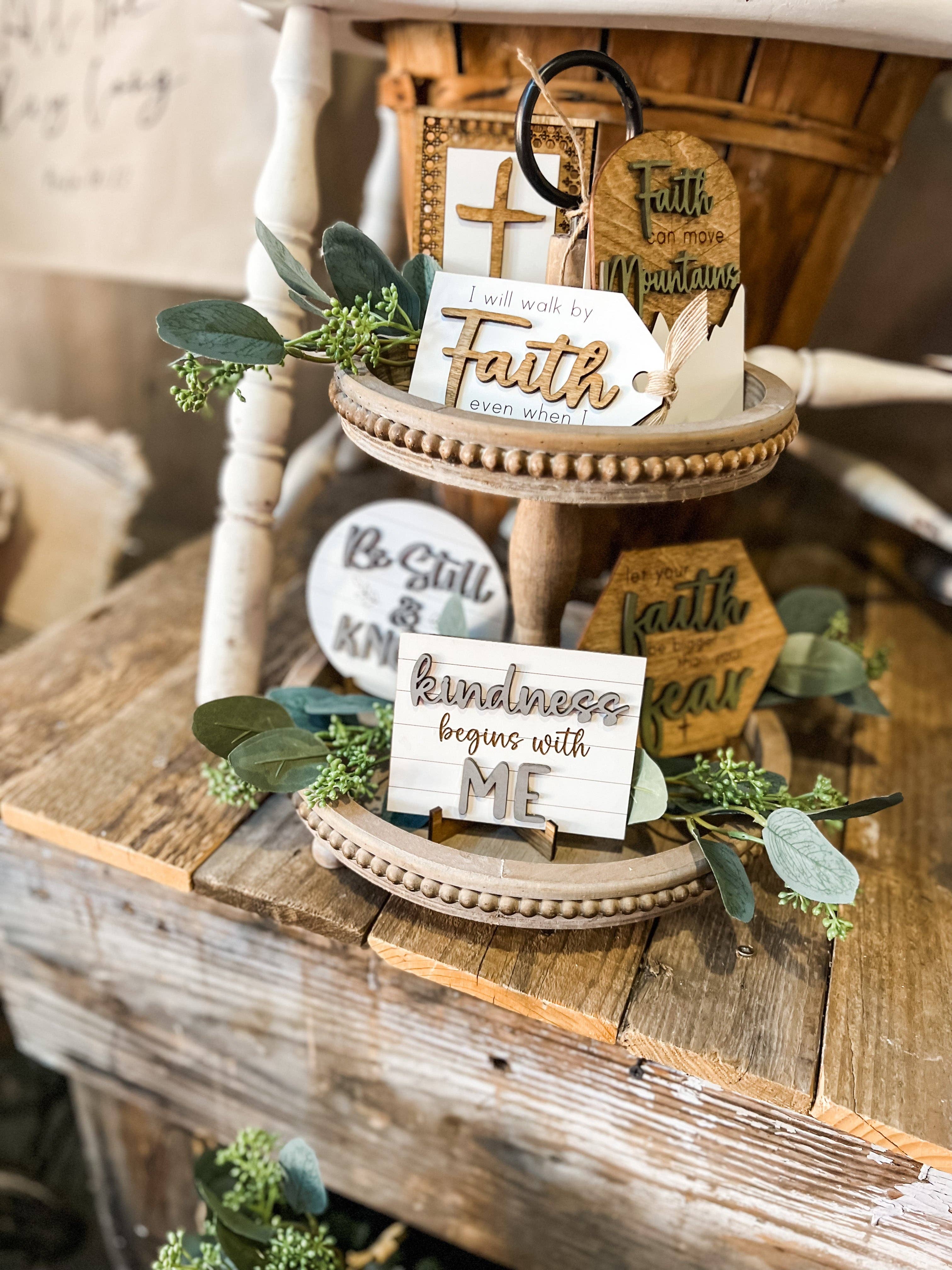 The Nest Home - Wholesale Decorative Tray - Faith Over Fear Tiered Tray Set3
