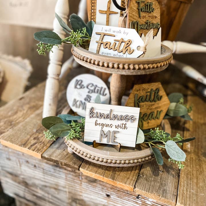 The Nest Home - Wholesale Decorative Tray - Faith Over Fear Tiered Tray Set3