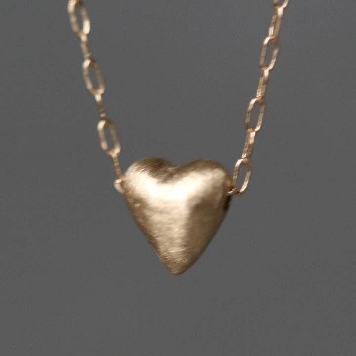 Tiny Puffy Heart Necklace in 14K Gold for wholesale by Michelle Chang