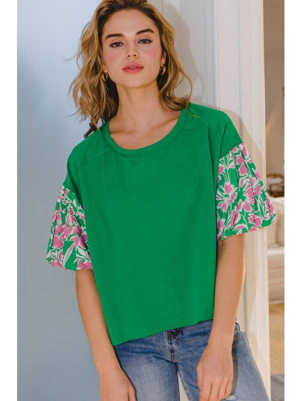 Oddi - Wholesale Blouse - Women's - Plus Floral Printed Short Sleeve Top