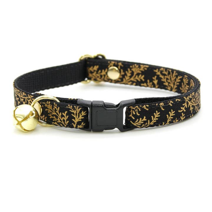 Made By Cleo - Wholesale Pet Collar - Cat - "Black Forest" - Gold & Black Cat Collar
