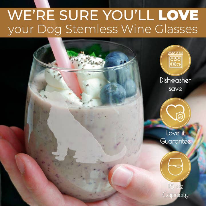 Greenline Goods - Wholesale Wine Glass - Golden Retriever Etched Stemless Wine Glasses2