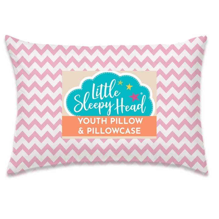 Youth Pillow + Pillowcase Set - Chevron Pink - 16"x22" for wholesale by Little Sleepy Head