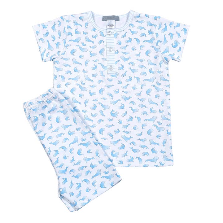 WLS-599 Blue whales Pima two pieces loungewear for wholesale by Hug Me First