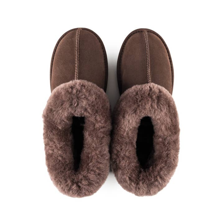 ANABELLA CHOCOLATE SHEEPSKIN SLIPPER BOOTIE for wholesale on Faire