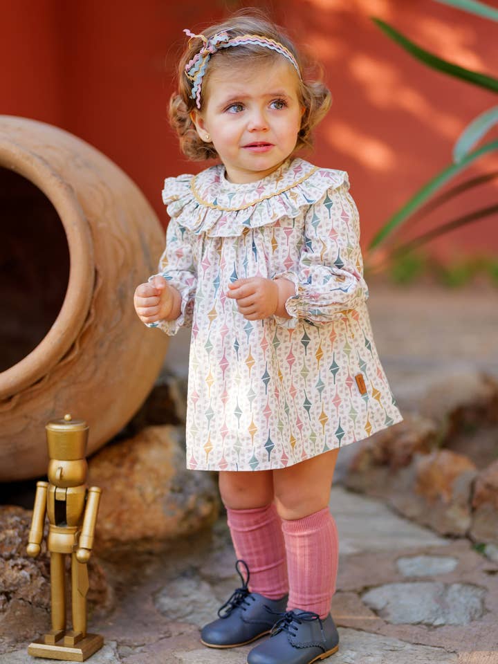 Vestido de bebé niña estampado geométrico | Cocote x Charanga for wholesale by Charanga