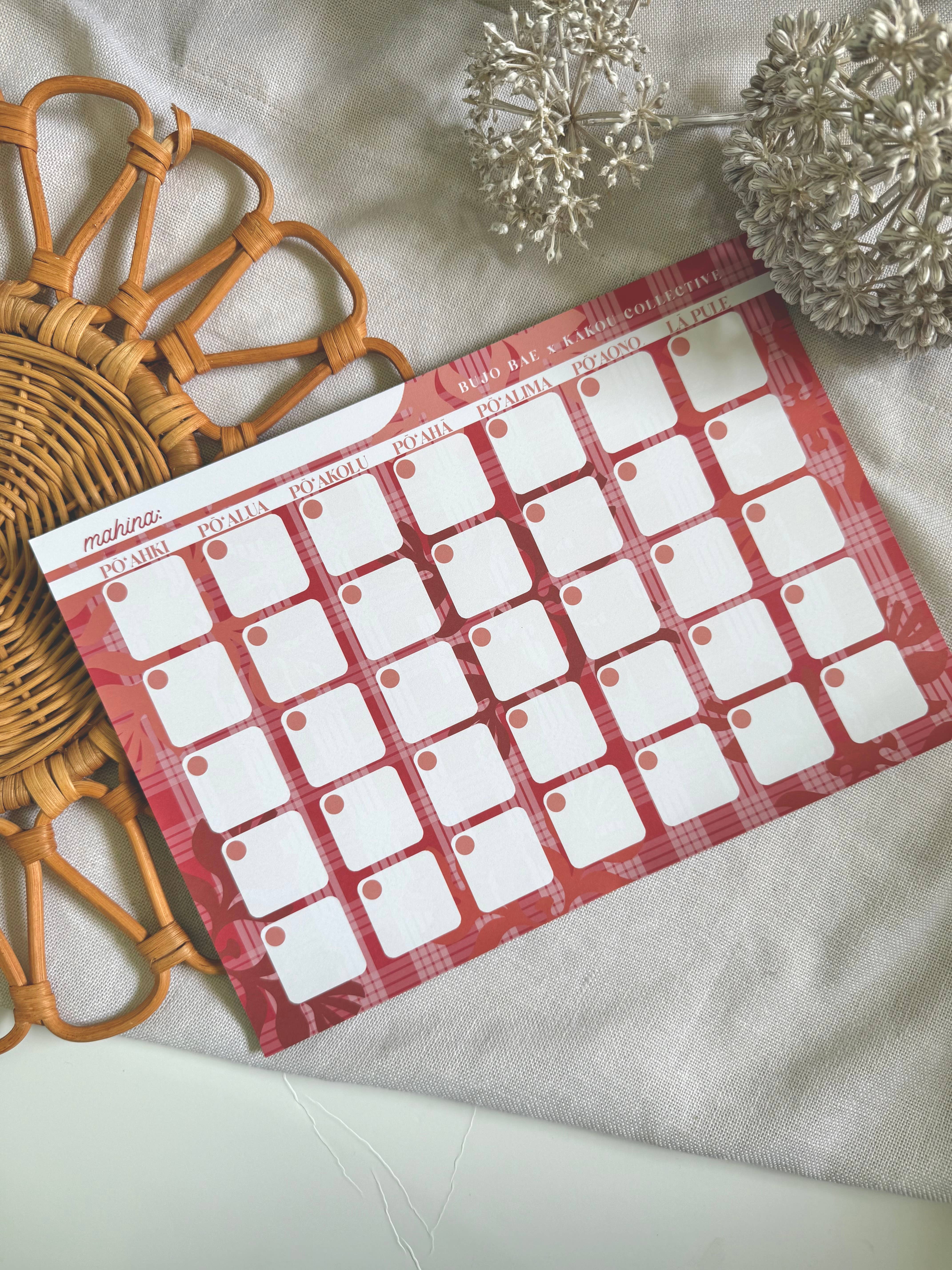 Bujo Bae - Wholesale Notepad - Lehua Kapa Kuiki x Palaka | Monthly Notepad1