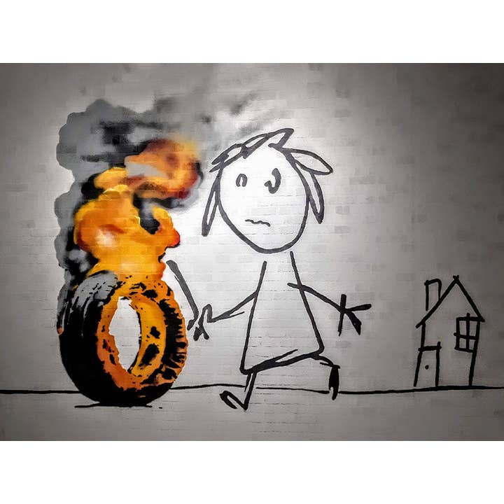 BLUE SHAKER - Wholesale Art Print - Banksy - Burning Tyre