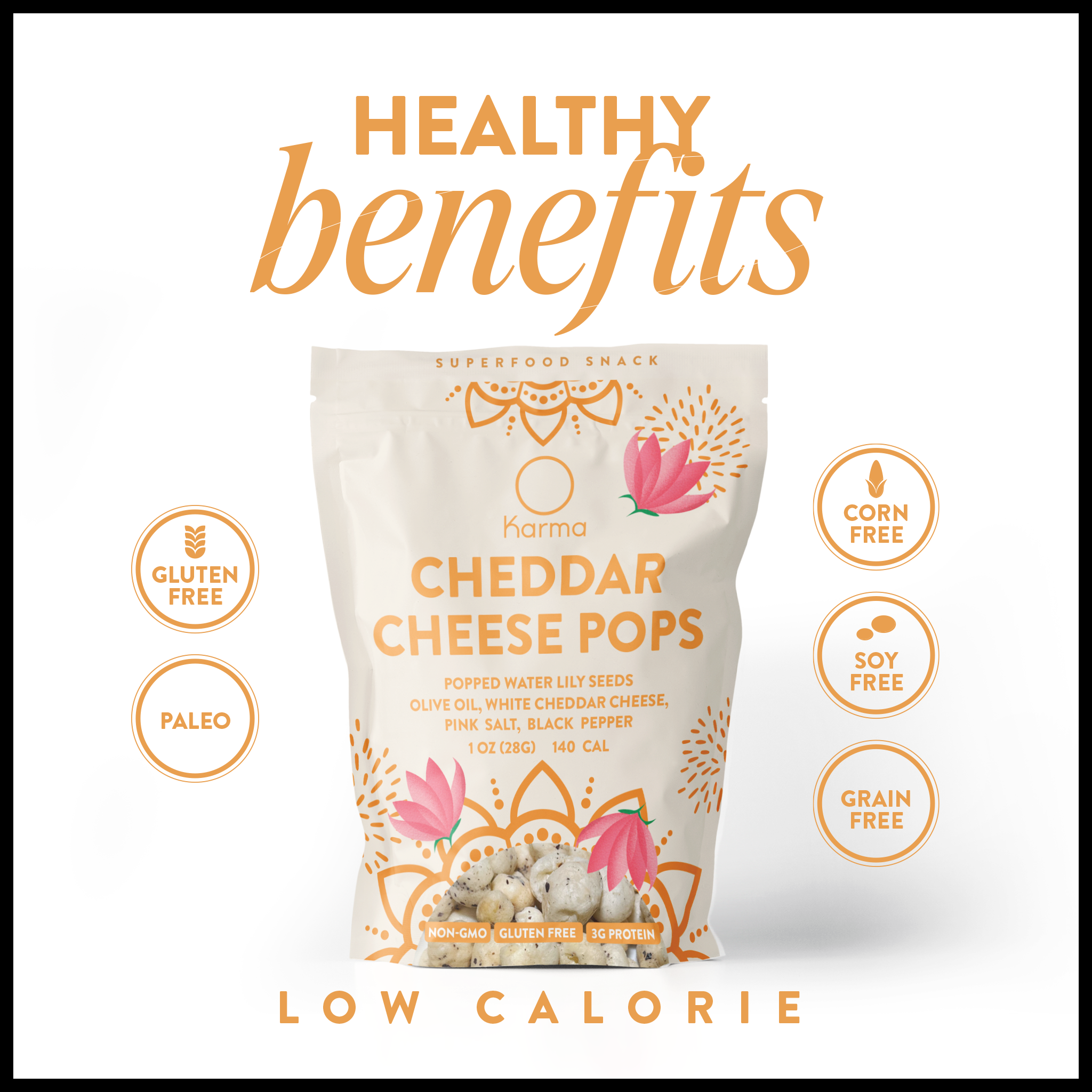 Karma Wellness Kitchen - Wholesale Puffed Snack - White Cheddar Cheese Karma Pops3