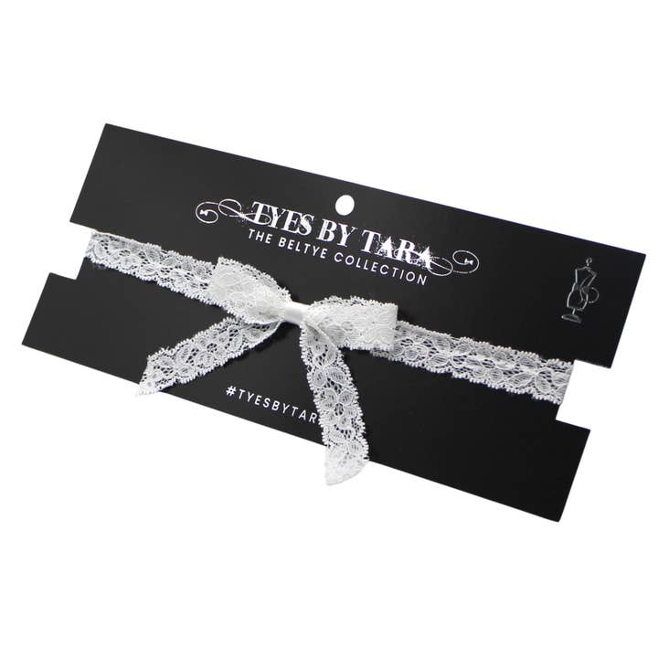 Bougee White Beltye™ | White Lace Bow Adjustable Belt for wholesale by Tyes By Tara