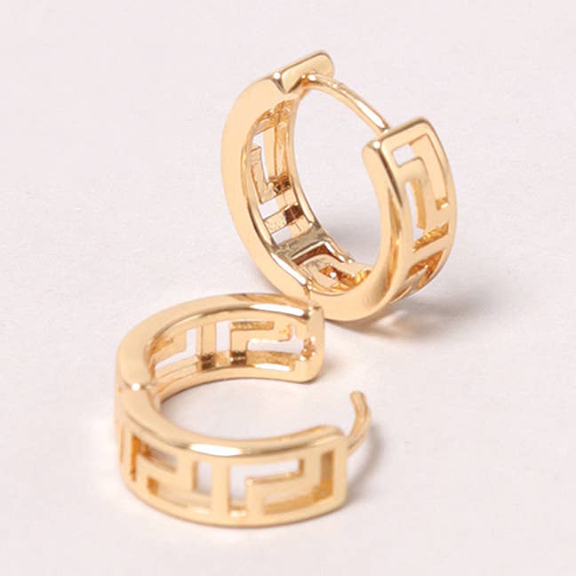 14K Gold-Dipped Carved Hoop Earring for wholesale by Fashion City
