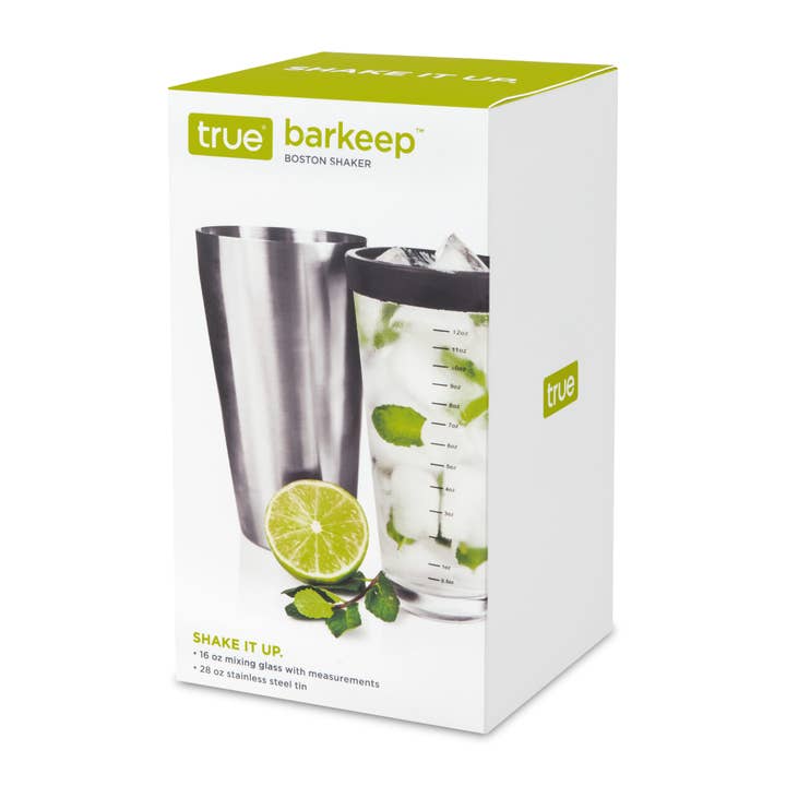 TRUE - Wholesale Cocktail Shaker - Barkeep Boston Shaker w Stainless Steel Tin and Mixing Glass1